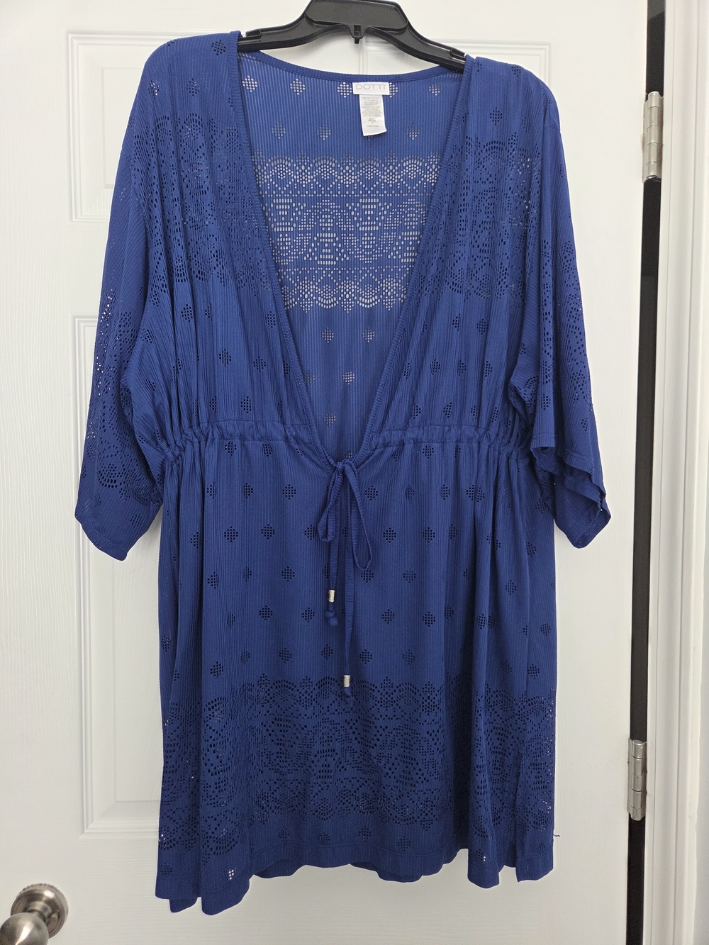Dotti Royal Blue Laser-Cut Swim Coverup with Tie Waist